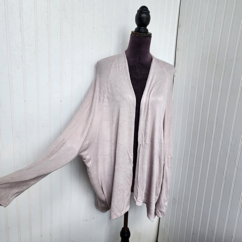 JOANN VASS Beige Women's Oversized Boho Sweater Duster Open Front Cardigan OS